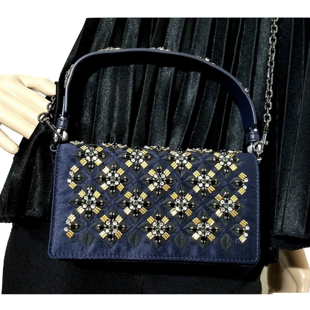 NWT Tory Burch Cleo Embellished Fold-Over Clutch - Picture 3 of 8